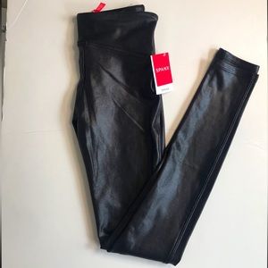 SPANX Womens Faux Leather Black Leggings, Size X-Small, BRAND NEW WITH TAGS